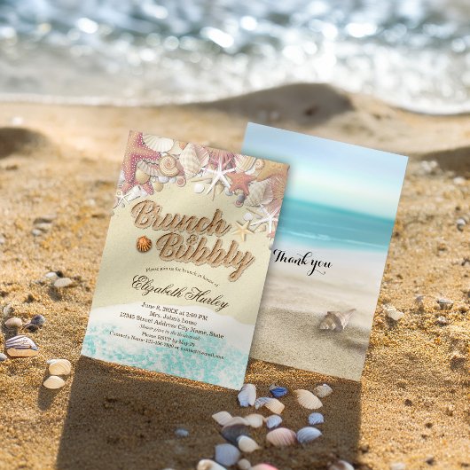 Invitation Brunch Bubbly Fête des mariées Summer Beach Starfi