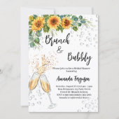Invitation Brunch Bubbly Fête des mariées tournesol verdure (Devant)