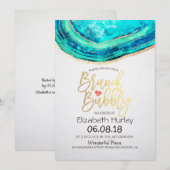 Invitation Brunch Bubbly Fête des mariées Turquoise Gold Agat (Devant / Derrière)