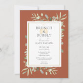 Invitation Brunch Bubbly Fête des mariées verdure Terracotta (Devant)