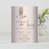 Invitation Brunch & Bubbly Fleurs Rose Fête des mariées or (Debout devant)