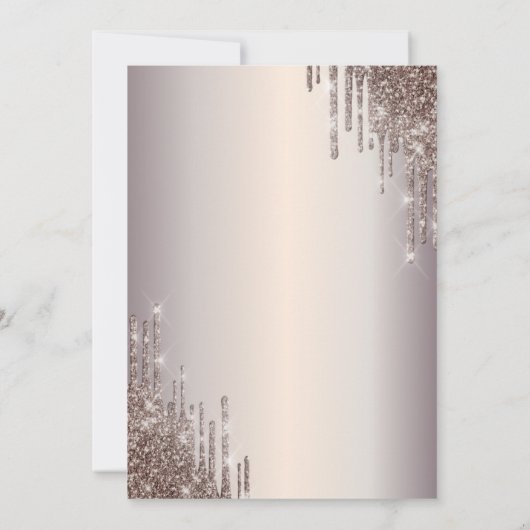 Invitation Brunch & Bubbly Fleurs Rose Fête des mariées or (Dos)