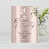 Invitation Brunch & Bubbly Fleurs Roses Vin Réception de Mari (Debout devant)