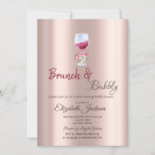 Invitation  Brunch & Bubbly Floral Verres Drips  (Devant)
