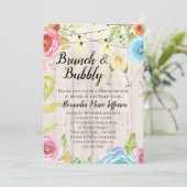 Invitation Brunch Bubbly Flower Country String Mariage (Debout devant)