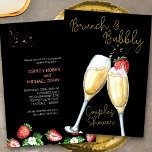 Invitation Brunch Bubbly fraise Champagne Couples Douche<br><div class="desc">Brunch & Bubbly Couples Shower Invitation - parfait pour un brunch ou une fête de thé dans le jardin d'été. Le design présente des illustrations aquarelles de fraises, des verres de champagne en croustillant et des lettrages élégants à la main en or. Le modèle est mis en place pour que...</div>