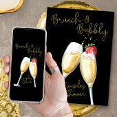 Invitation Brunch Bubbly fraise Champagne Couples Douche