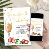 Invitation Brunch Bubbly Fraises Fête des mariées Champagne
