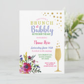 Invitation Brunch & Bubbly Gold Anniversaire Floral Invitatio (Debout devant)