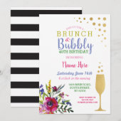 Invitation Brunch & Bubbly Gold Anniversaire Floral Invitatio (Devant / Derrière)