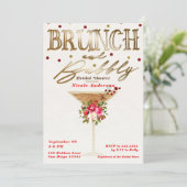 Invitation Brunch & Bubbly Gold Red Holiday Fête des mariées (Debout devant)