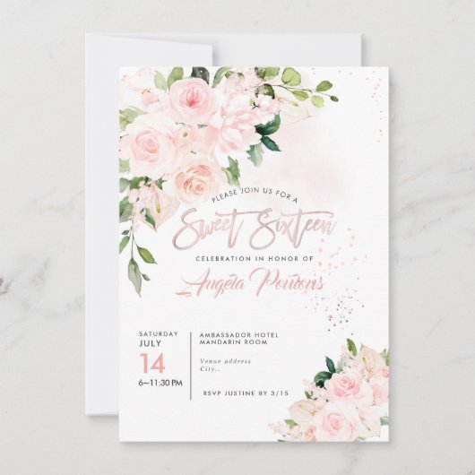 Invitation Brunch Bubbly H2 Blush Anthuriums Rose Peonies (Devant)