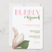 Invitation Brunch Bubbly Magnolia Sud | Blanc vert rose (Devant)