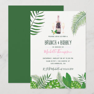 Invitation Brunch & Bubbly Mariage Tropical Aquarelle