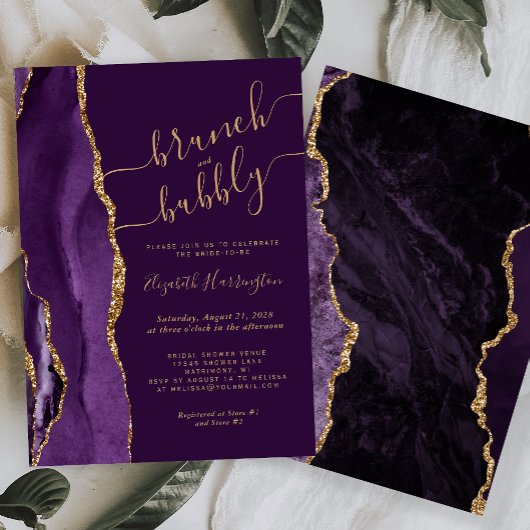 Invitation Brunch & Bubbly Mariage Violet Agate