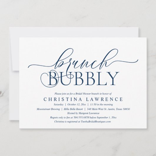 Invitation Brunch Bubbly, Mariée à être, Fête des mariées (Devant)