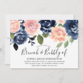Invitation Brunch & Bubbly Marine & Blush Fête des mariées (Devant)