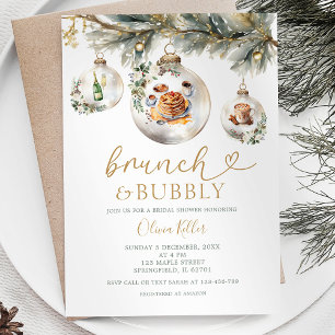 Invitation Brunch & Bubbly Noël Baubles Fête des mariées