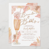 Invitation Brunch & Bubbly Pampas Grass Boho Fête des mariées (Devant / Derrière)