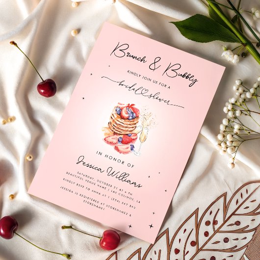 Invitation Brunch & Bubbly Pancakes Champagne Enterrement de