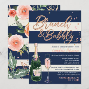 Invitation Brunch & Bubbly Parties scintillant Rose Fête des