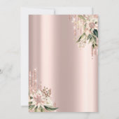 Invitation Brunch & Bubbly Pink Flowers Vin Fête des mariées (Dos)