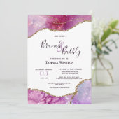 Invitation Brunch & Bubbly Pink Purple Gold Agate Douche (Debout devant)