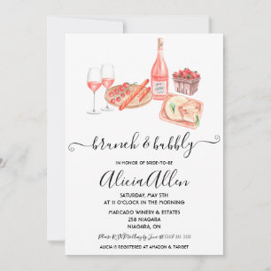 Invitation Brunch & Bubbly Pique-nique Fête des mariées à thè