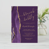 Invitation Brunch & Bubbly Purple Gold Agate Fête des mariées (Debout devant)