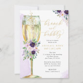 Invitation Brunch & Bubbly Purple Gold Fête des mariées (Devant)