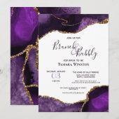 Invitation Brunch Bubbly Purple Gold Parties scintillant Agat (Devant / Derrière)