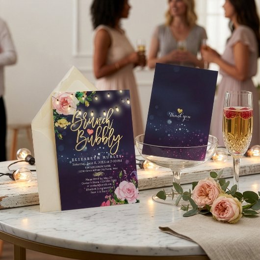 Invitation Brunch & Bubbly Réception de Mariage Guirlande de 