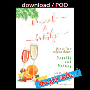 Invitation Brunch Bubbly Remarquable budget Couples Douche