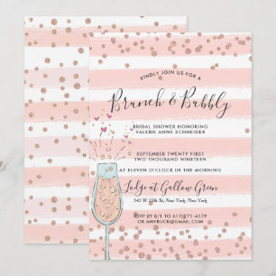 Invitation Brunch & Bubbly Rose Gold Fête des mariées Champag