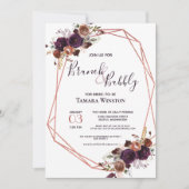 Invitation Brunch & Bubbly Rose or violet douche géométrique (Devant)
