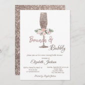 Invitation Brunch & Bubbly Rose Parties scintillant or Fête d (Devant / Derrière)
