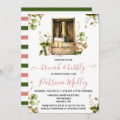 Invitation Brunch & Bubbly, Roses roses et verts, Fête des ma (Devant / Derrière)