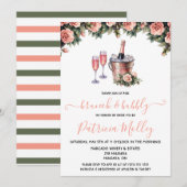 Invitation Brunch & Bubbly, Roses roses et verts, Fête des ma (Devant / Derrière)