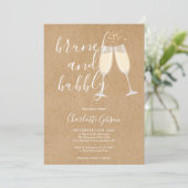 Invitation Brunch Bubbly Script Fête des mariées Rustic Kraft (Debout devant)