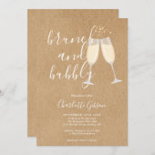 Invitation Brunch Bubbly Script Fête des mariées Rustic Kraft (Devant / Derrière)