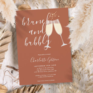 Invitation Brunch Bubbly Script Réception de Mariage Terracot