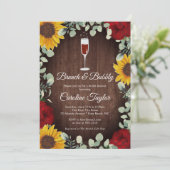 Invitation Brunch Bubbly tournesols Rose Fête des mariées à v (Debout devant)