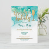 Invitation Brunch & Bubbly Turquoise Gold Fête des mariées In (Debout devant)