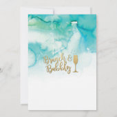 Invitation Brunch & Bubbly Turquoise Gold Fête des mariées In (Dos)