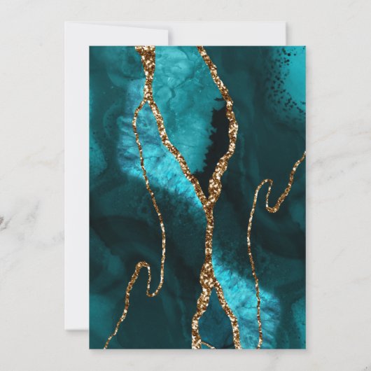 Invitation Brunch Bubbly Turquoise Gold Parties scintillant A (Dos)