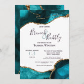 Invitation Brunch Bubbly Turquoise Gold Parties scintillant A (Devant / Derrière)