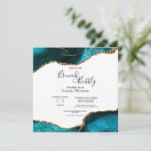 Invitation Brunch Bubbly Turquoise Gold Parties scintillant A (Debout devant)