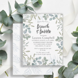 Invitation Brunch & Bubbly verdure aquarelle Baby Shower de m