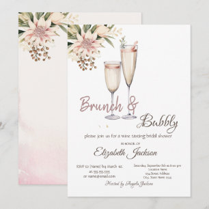 Invitation Brunch & Bubbly Verre à Vin Floral Shower de Marié