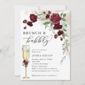 Invitation Brunch & Bubbly Vin Rose Bourgogne, Fête des marié (Devant)